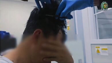 The man has now been arrested. Pic: Policia De Colombia