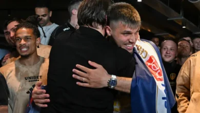 Leeds players and staff stayed at Elland Road after their match and celebrated together after promotion was confirmed thanks to Burnley's win over Sheffield United