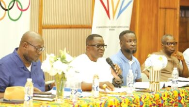 Ben Bunoo Mensah (middle) addressing the delegates at last Saturday's GOC Extraordinary Congress