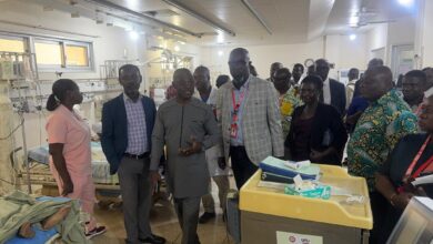 Dr Thomas Anabah(3rd left), MP and Leader Parliamentary Select Committee on Health To KATH with Professor Otchere Addai-Mensah, CEO of KATH on a tour of the facility Wednesday afternoon