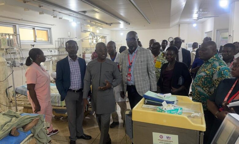 Dr Thomas Anabah(3rd left), MP and Leader Parliamentary Select Committee on Health To KATH with Professor Otchere Addai-Mensah, CEO of KATH on a tour of the facility Wednesday afternoon