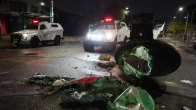 The scene outside the Monumental Stadium after the incident before the game between Colo Colo and Fortaleza