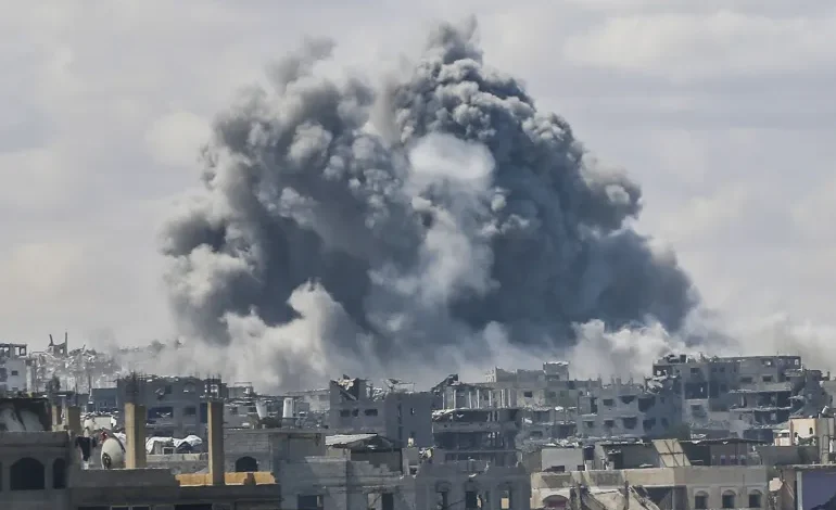 Smoke rises after Israeli airstrike hit Gaza