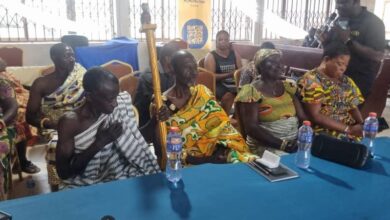The Chief of Donkorkrom Nana Akuamoah Boateng the District Chief Executive of Donkorkrom Hon. Kate Mawusi and some dignitaries at the forum