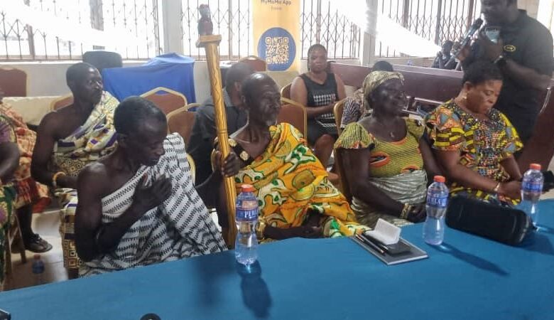 The Chief of Donkorkrom Nana Akuamoah Boateng the District Chief Executive of Donkorkrom Hon. Kate Mawusi and some dignitaries at the forum