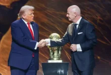 President Donald Trump and Gianni Infantino, pictured at December's World Cup draw, have been in discussions over tournament preparations