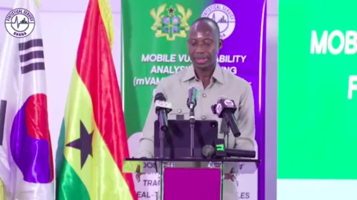 Government Statistician, Dr Alhassan Iddrisu, speaking at the release of the mVAM Food Insecurity Vulnerability Report