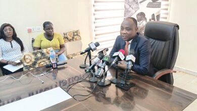 Bright Appiah (right), Executive Director, Child Rights International, Ghana, addressing journalists at the news conference