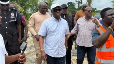 Armah Kofi Buah, Lands Minister at Nkroful to inspect the 800Acre Land Reclamation Project