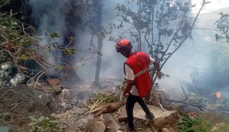Rescue officials at the crash site in a remote area of Samburu County by Mount Ololokwe