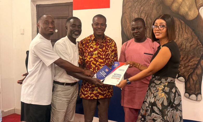 Some of the Greater Accra constituency officers receiving the NPP nomination forms from the party's lady representative