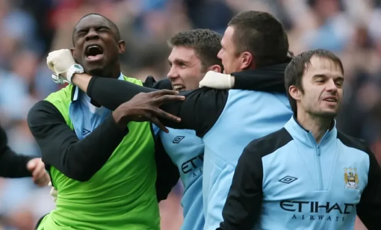 Micah Richards was on the Manchester City bench when Sergio Aguero scored his title-winning goal in 2012