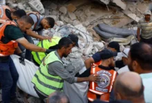 Locals said about 10 families had been living in the building despite warnings that it was unsafe