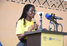 Adwoa Wiafe, Chief Corporate Services and Sustainability Officer speaking at the closing ceremony