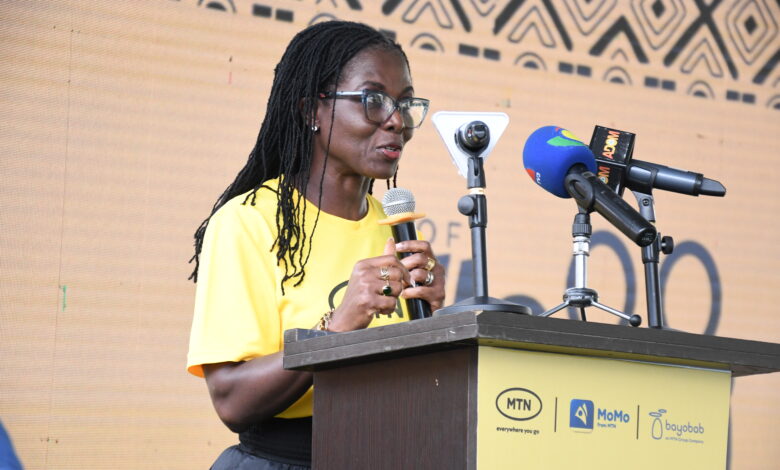 Adwoa Wiafe, Chief Corporate Services and Sustainability Officer speaking at the closing ceremony