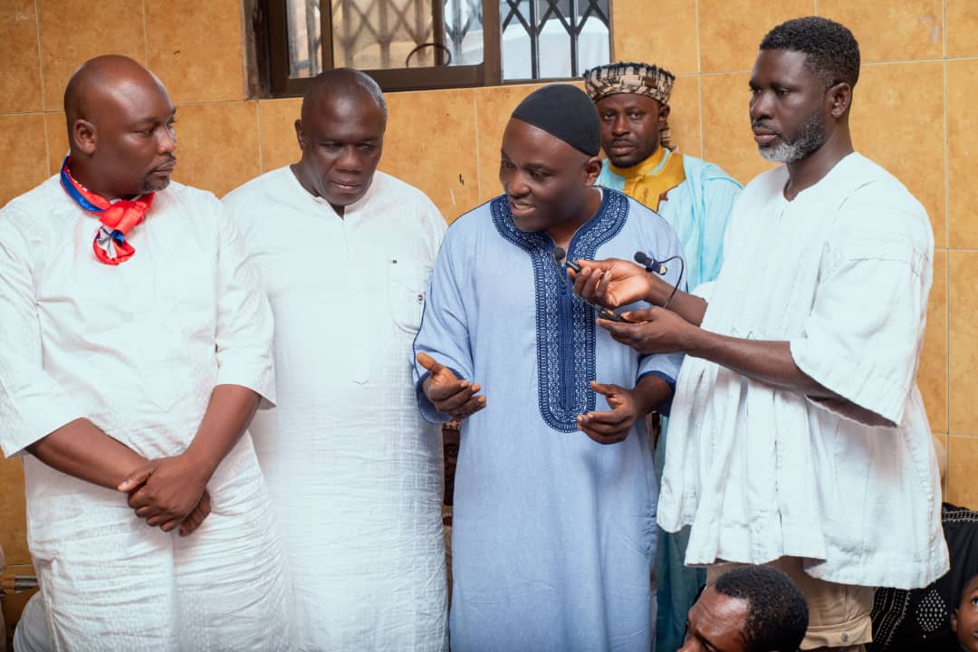 Chairman Odeneho Kwaku Appiah (COKA) addressing Muslims at the Kukuraba Mosque at Aboabo last Friday.